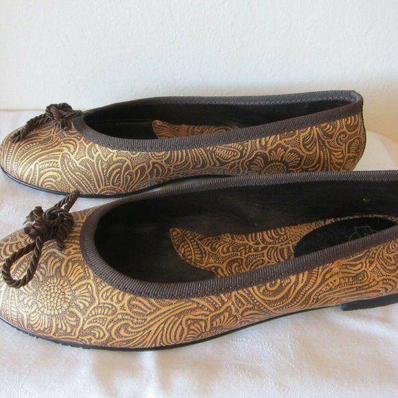 NEW JIMMY STAMPED LEATHER DAVOS GOMMA SOLES BALLET FLATS - EURO 3… - Picture 2 of 7